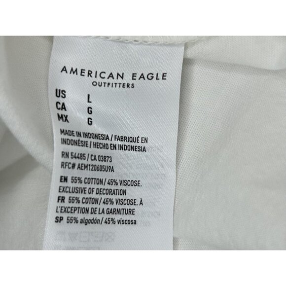 American Eagle Shirt Womens L White Oversized Fit Boyfriend Button Long Sleeve - Picture 16 of 16